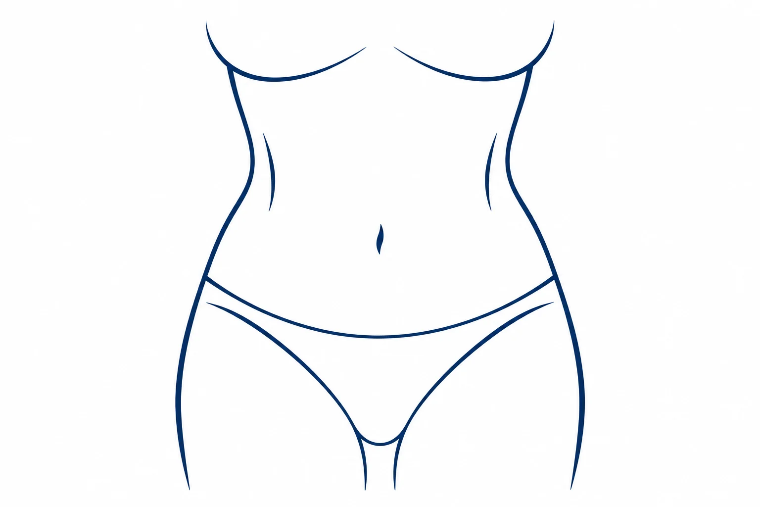 Ilustração em traço do contorno do abdômen feminino