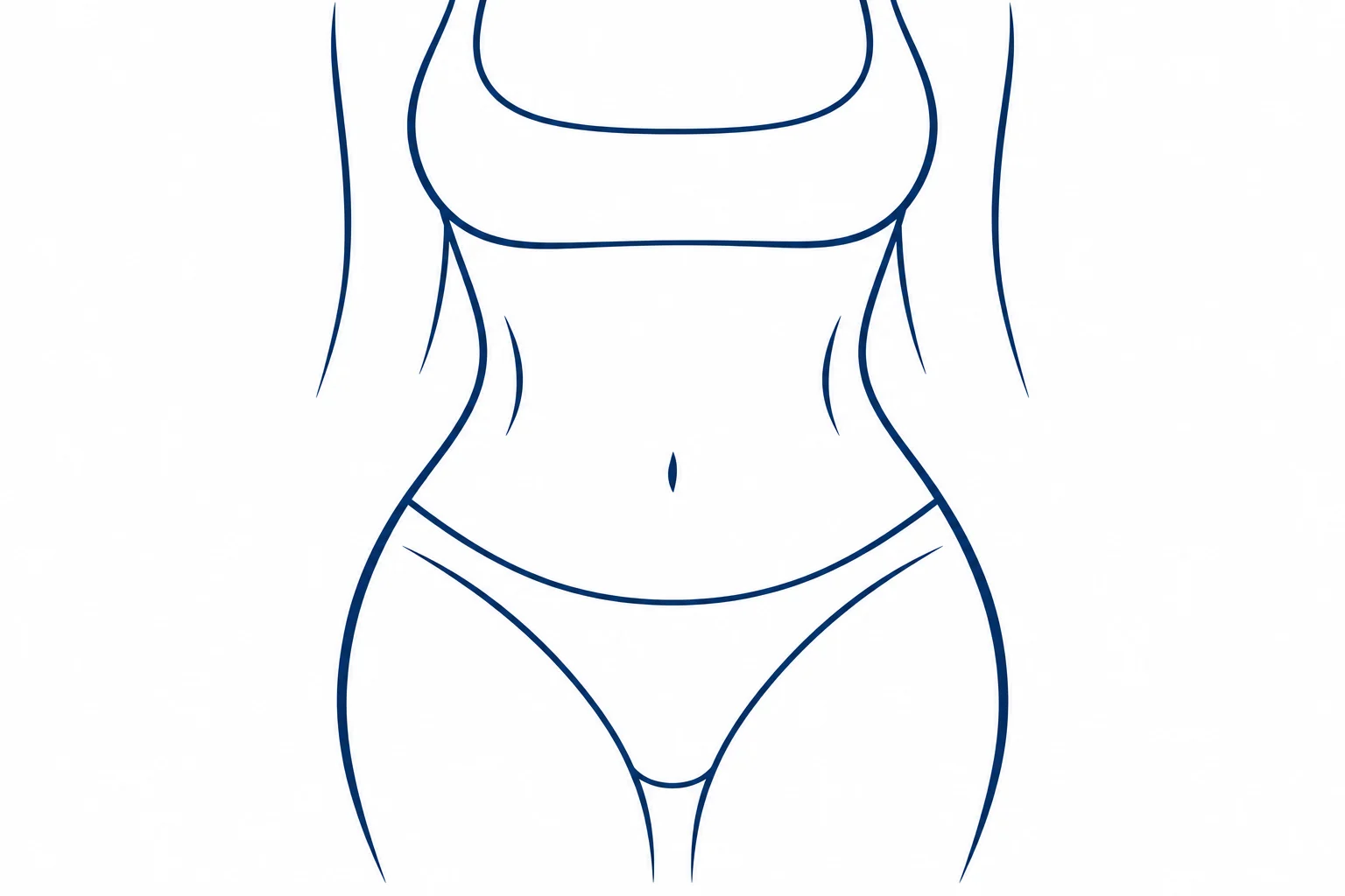 Ilustração em traço do contorno da cintura e do abdômen