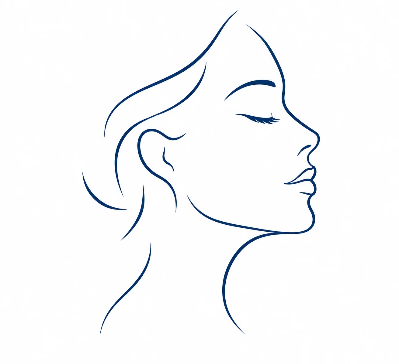 Ilustração em traço de um rosto feminino de perfil
